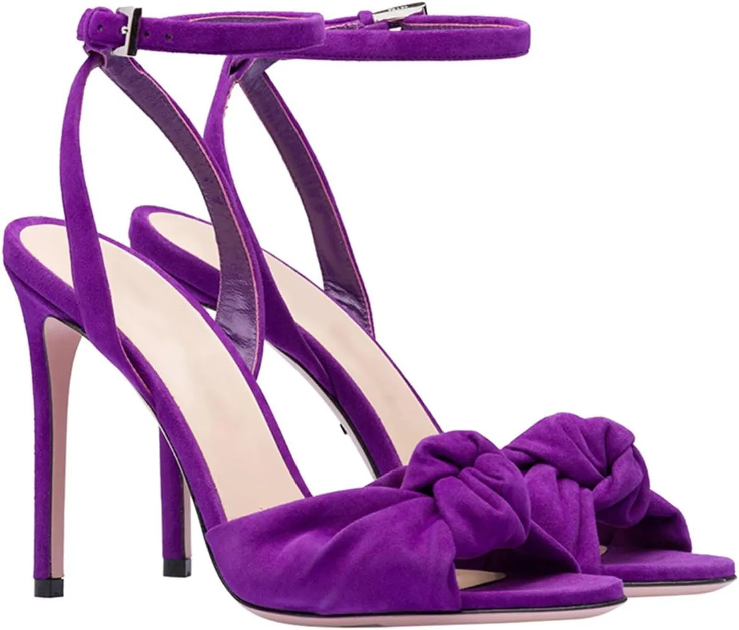 HNVAVQ Women's High Heels Open Toe Strappy Heels Sexy Bow Ankle Strap Pumps Wedding Bridal Party Dress Shoes