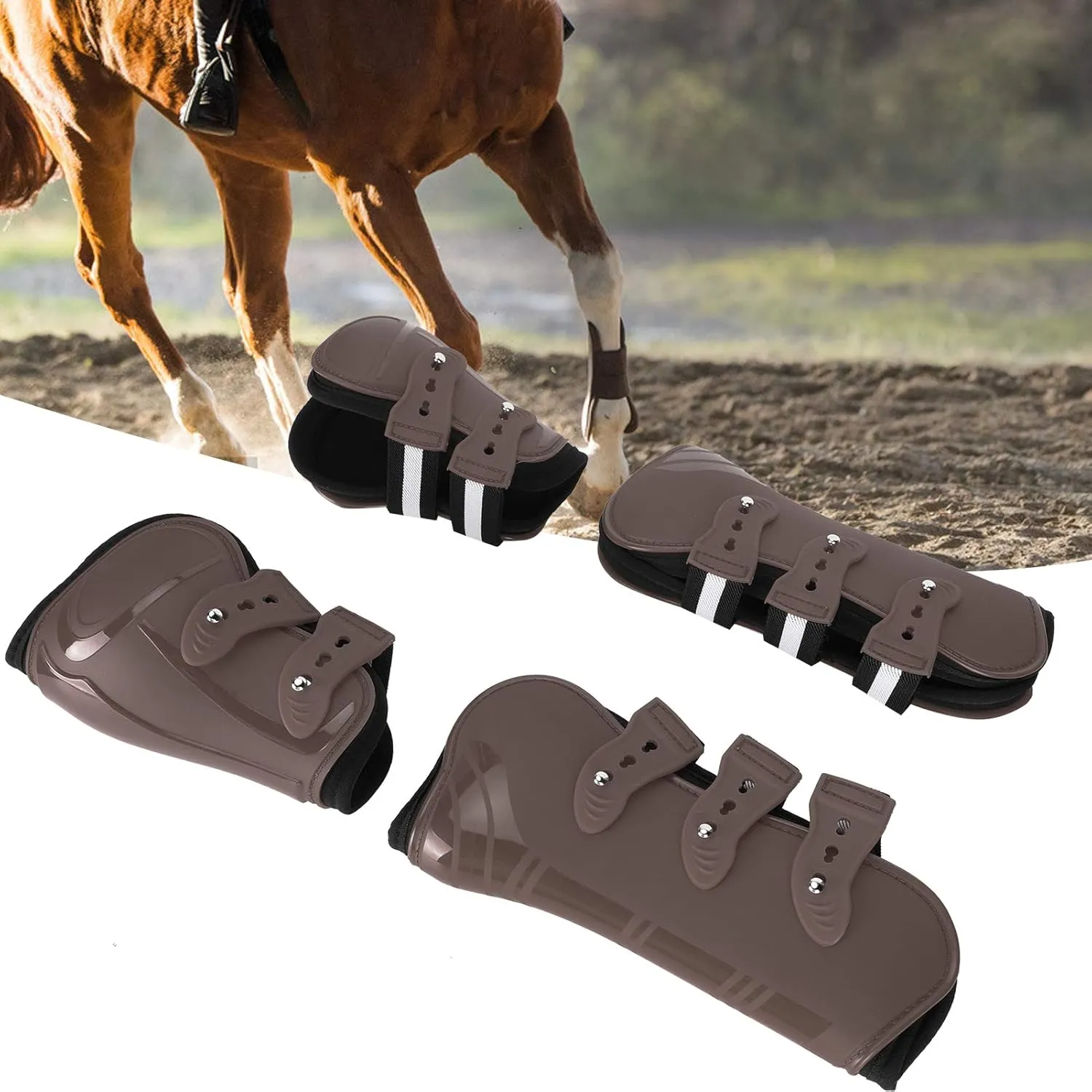 Horse Tendon Boots Open Front Boot for Horse Protective Boots, Horse Shock-Absorbing Boots for Jumping, Trail Riding Set of 4