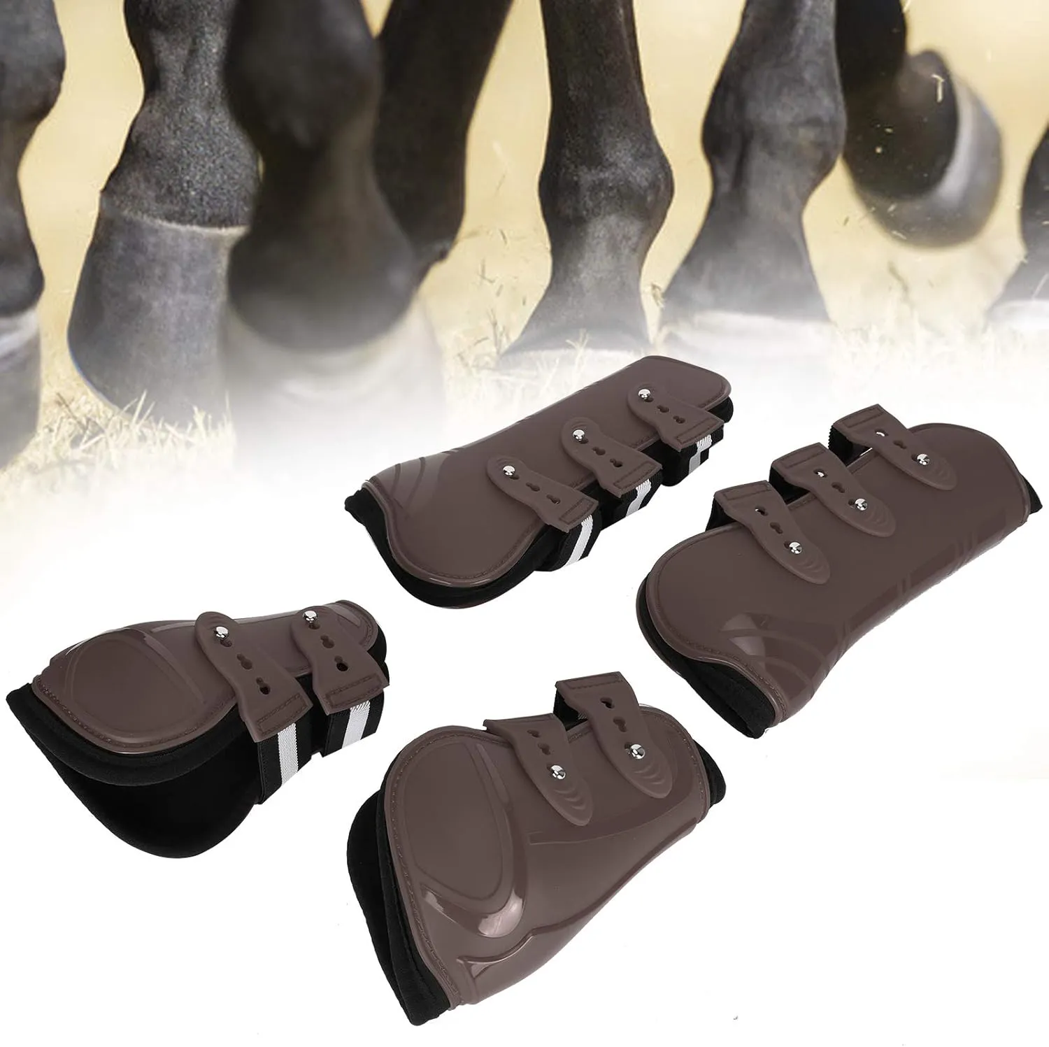 Horse Tendon Boots Open Front Boot for Horse Protective Boots, Horse Shock-Absorbing Boots for Jumping, Trail Riding Set of 4