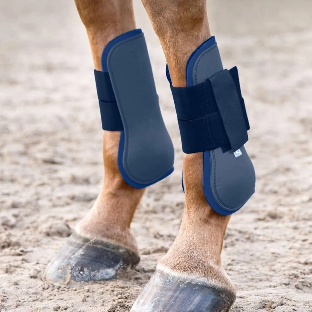 HORZE Chicago Protective Horse Tendon Boots - Lightweight Open Front Boots for Jumping, Trail Riding, and Turnout (Pair) - Chocolate Brown - Pony