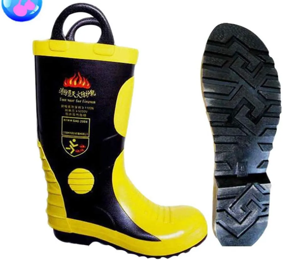 Inflaming Retarding Rubber Firefighter Safety Shoes Steel Toe Anti Puncture Waterproof Anti Heat Work Boots