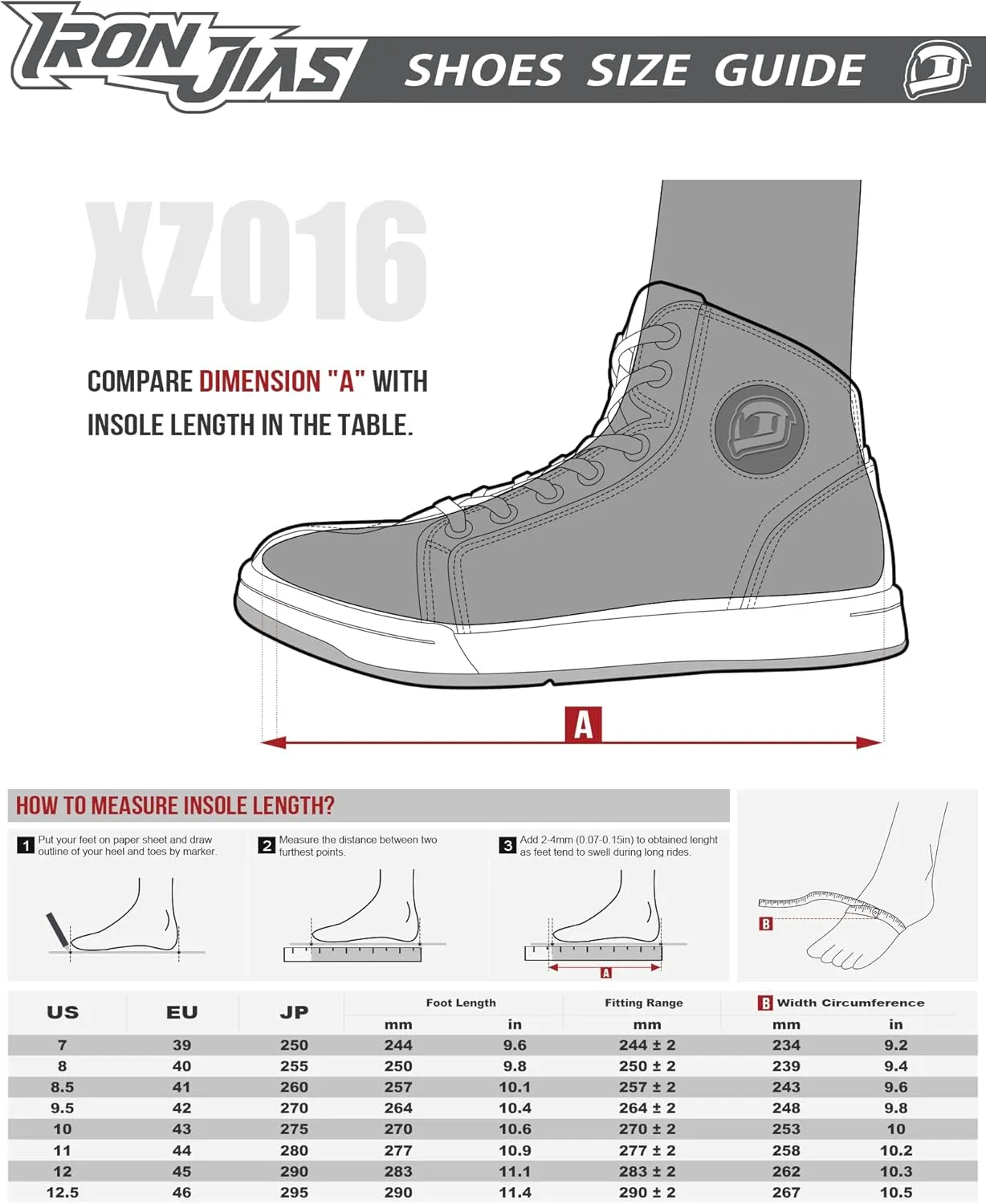 IRON JIA'S Motorcycle Shoes for Men, Breathable Anti-Slip Protective Gear, Powersport Casual Motorcycle Riding Boots (Black 12.5)