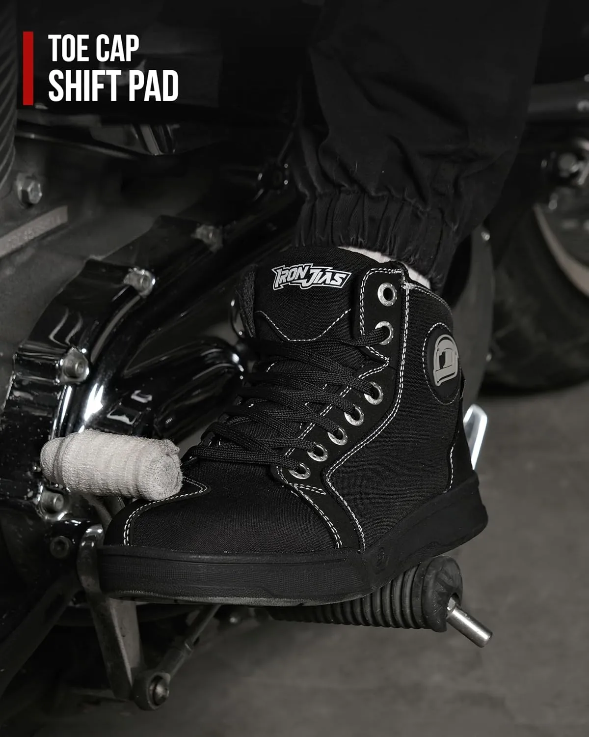 IRON JIA'S Motorcycle Shoes for Men, Breathable Anti-Slip Protective Gear, Powersport Casual Motorcycle Riding Boots (Black 12.5)
