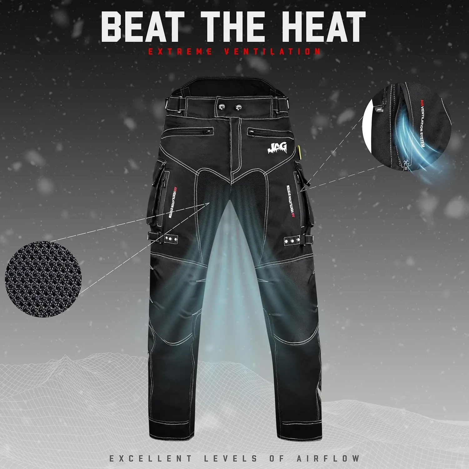 JAG Motorcycle Protective Pants - Dual Sport Motocross Pants, with Armor Impact Protection & Water Resistant Cordura Fabric