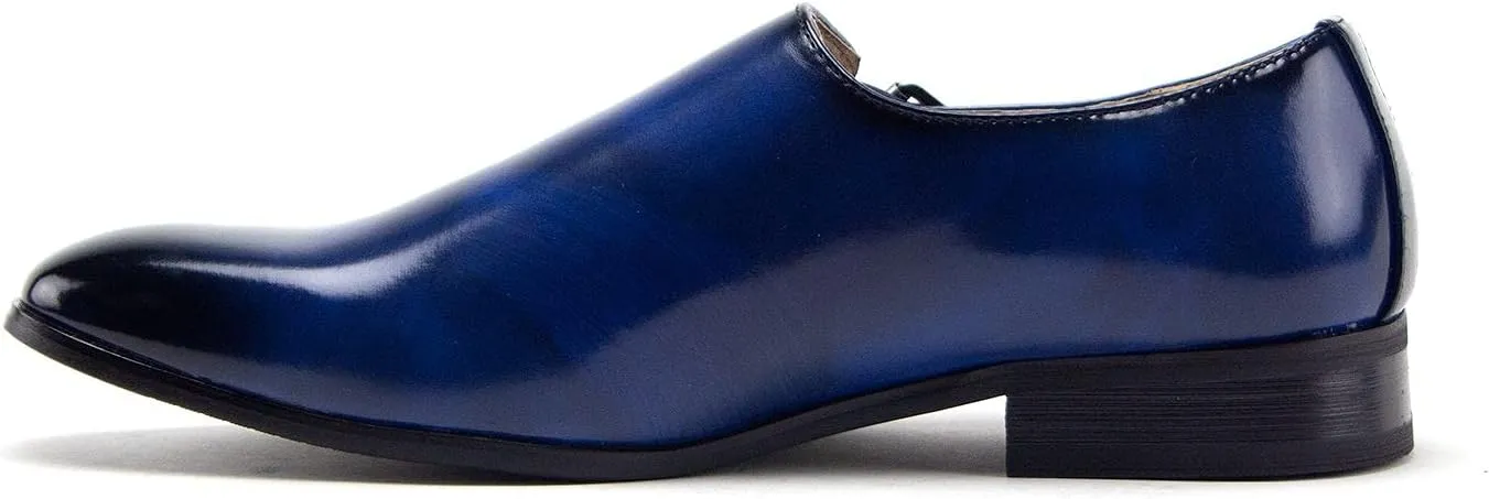 Jazamé Men's 77807 Slip On Round Toe Hand Burnished Loafers, Dress Shoes