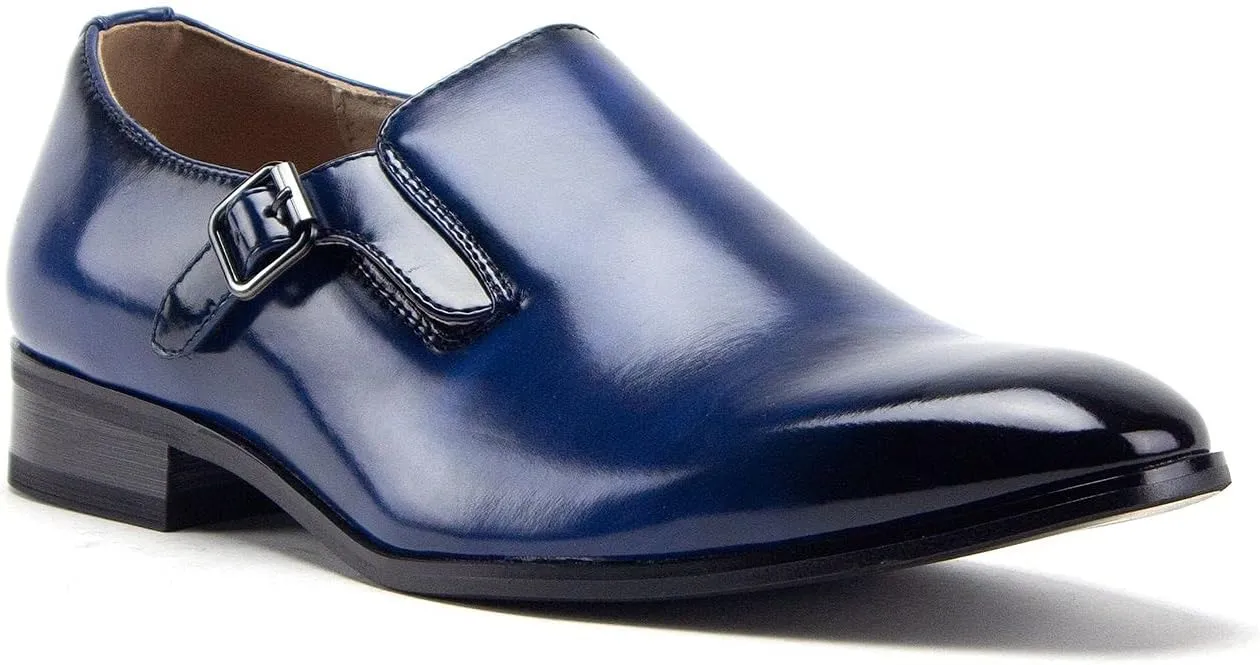 Jazamé Men's 77807 Slip On Round Toe Hand Burnished Loafers, Dress Shoes