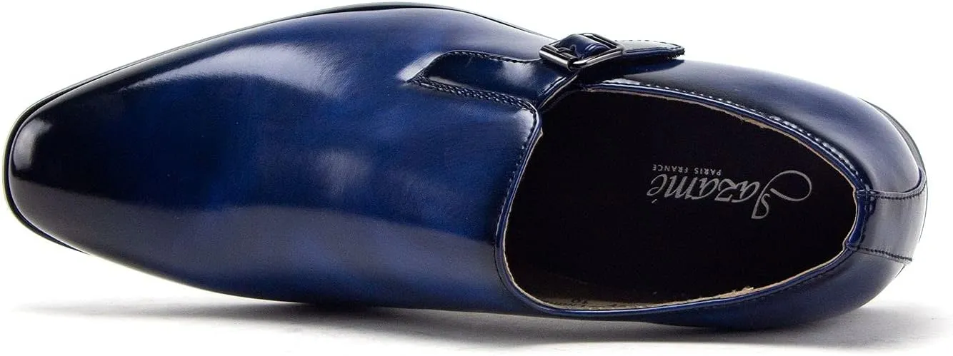 Jazamé Men's 77807 Slip On Round Toe Hand Burnished Loafers, Dress Shoes