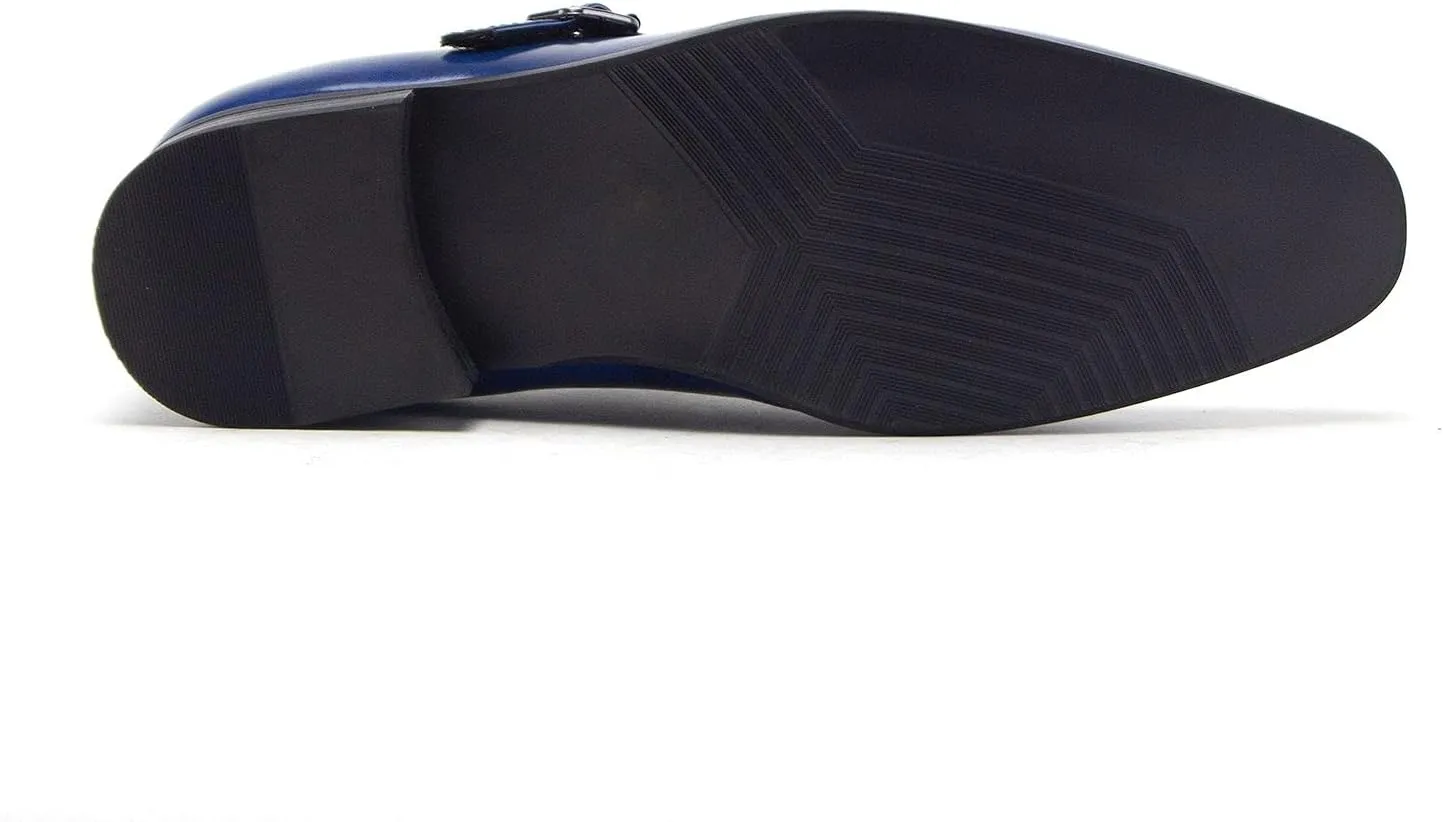 Jazamé Men's 77807 Slip On Round Toe Hand Burnished Loafers, Dress Shoes