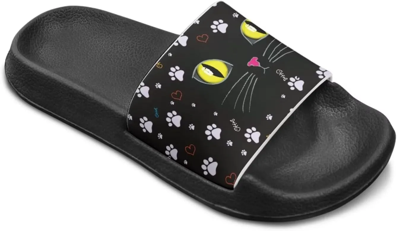 Jeiento Kids Cat Slide Sandals Comfort Sport Slippers Lightweight Non Slip Beach Sandals Children Shower Shoes