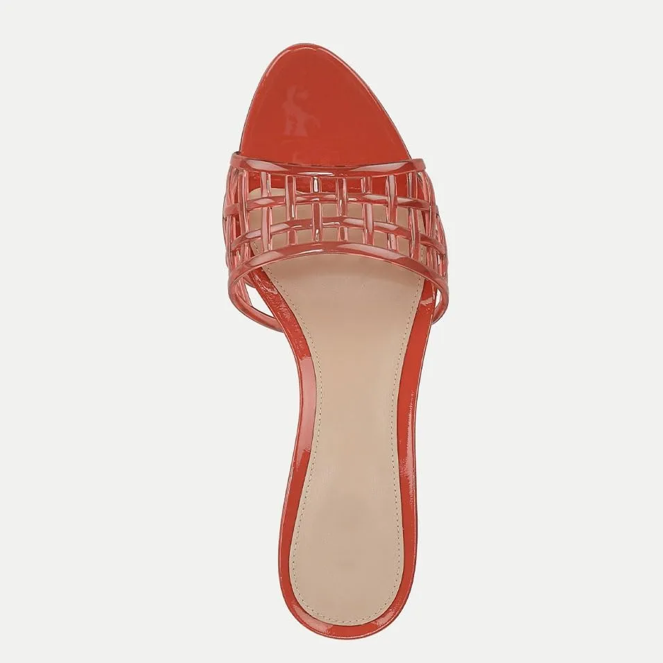 Jelly Heeled Sandals for Women Open Toe Mesh Woven Hollow Jellies Mules Sandals Beach Summer Dress Jellies Shoes