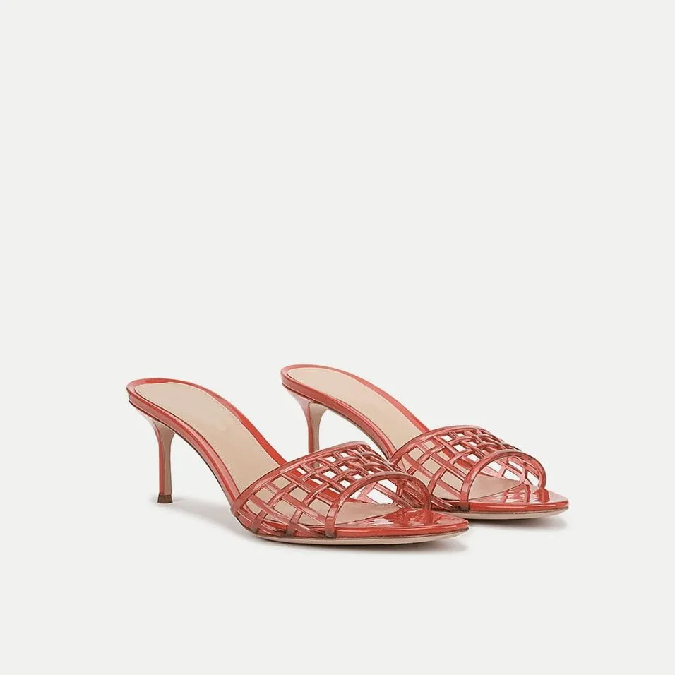 Jelly Heeled Sandals for Women Open Toe Mesh Woven Hollow Jellies Mules Sandals Beach Summer Dress Jellies Shoes