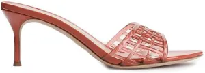 Jelly Heeled Sandals for Women Open Toe Mesh Woven Hollow Jellies Mules Sandals Beach Summer Dress Jellies Shoes