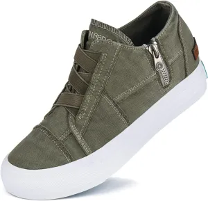 JENN ARDOR Wedge Sneakers for Women Fashion Canvas Shoes Casual Platform Hidden Heel Womens Slip On Sneaker Non Slip Side Zipper