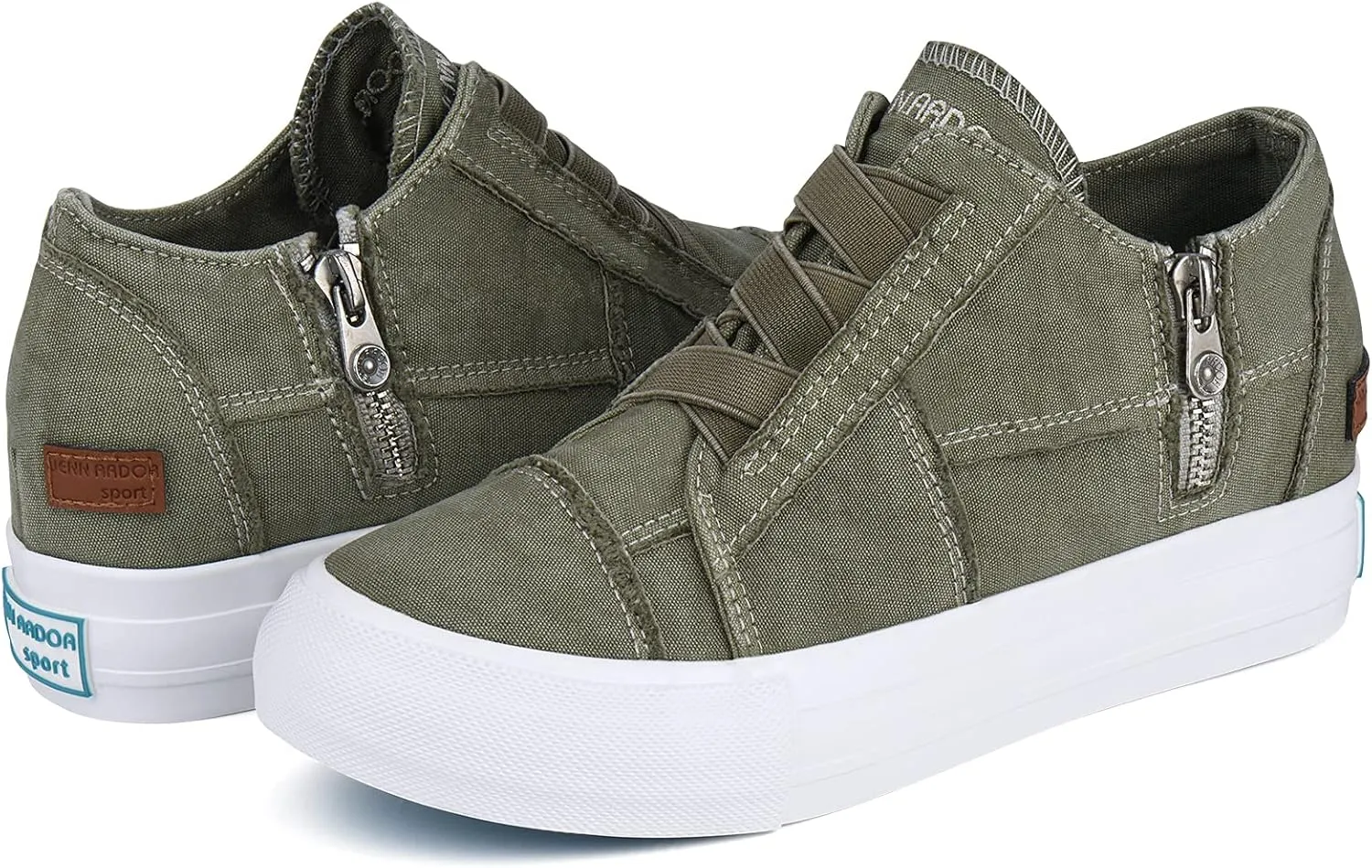 JENN ARDOR Wedge Sneakers for Women Fashion Canvas Shoes Casual Platform Hidden Heel Womens Slip On Sneaker Non Slip Side Zipper