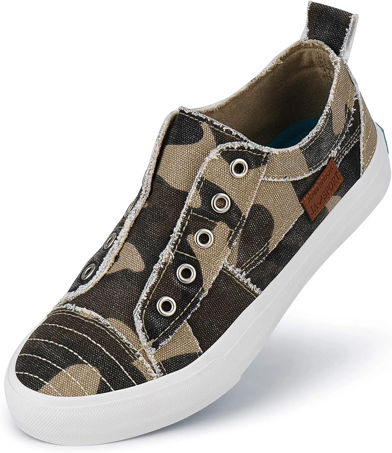 JENN ARDOR Women's Canvas Slip On/Lace up Sneakers Low Tops Fashion Flats Comfortable Casual Shoes for Walking