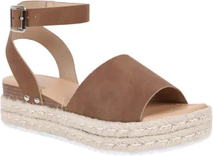 JITUUE Espadrilles Platform Sandals for Women Wedge Heel Open-toe Slingback Ankle Strap Buckle Shoes, Leather and Jute Sole