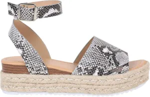 JITUUE Espadrilles Platform Sandals for Women Wedge Heel Open-toe Slingback Ankle Strap Buckle Shoes, Leather and Jute Sole