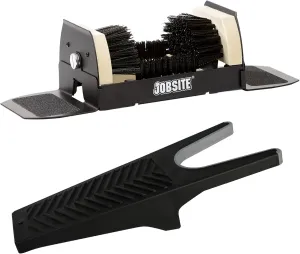 Jobsite Boot Scrubber with Boot Jack - Outdoor Shoe Scraper Cleaner Brush - Extra Wide