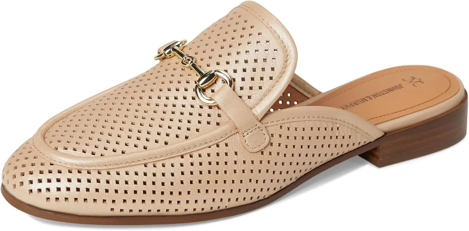 Johnston & Murphy Perfed Bit Mule Women’s Shoe, Women’s Dress Shoes, Office Shoes for Women, Slip On Leather Mules