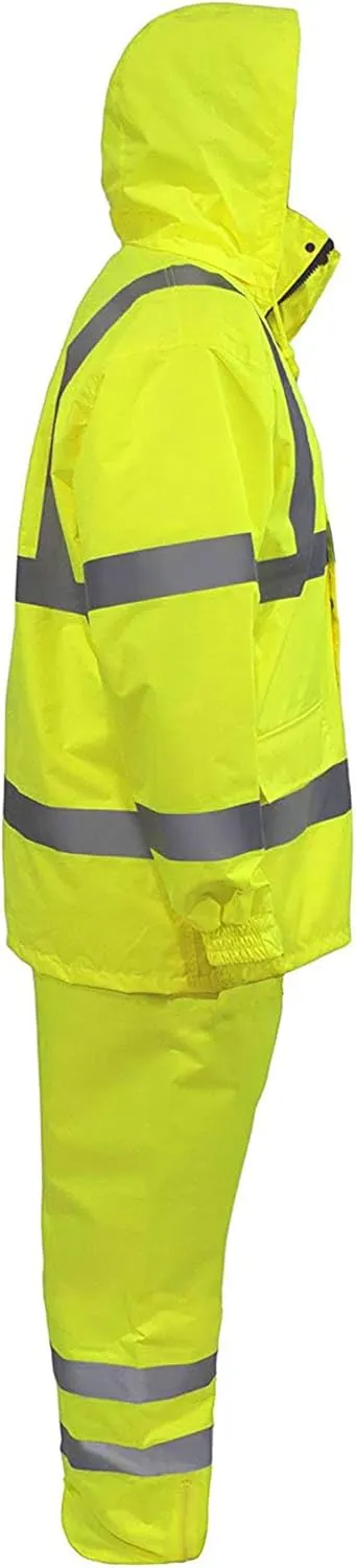 JORESTECH Safety Rain Set/Jacket Reflective High Visibility Yellow Black JK-03 / Pants Lime ANSI 150D Heavy Duty PANTS-03