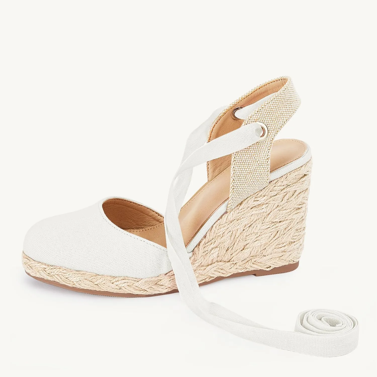 Juliet Holy Womens Lace up Espadrilles Closed Toe Wedges Sandals Strappy Slingback Platform Heels