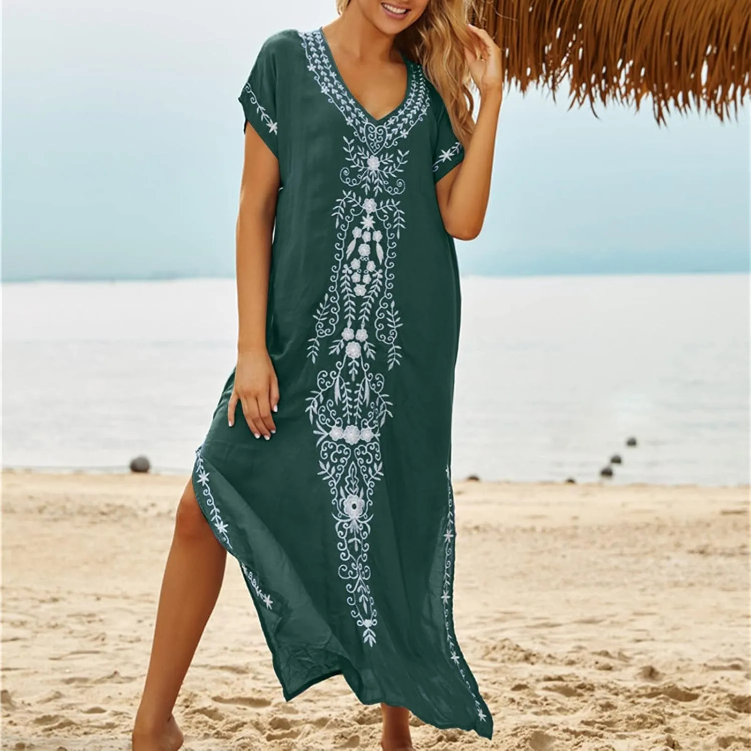 Kaftan Dresses for Women Plus Size Bathing Suit Cover up Caftan Maxi Beach Dresses