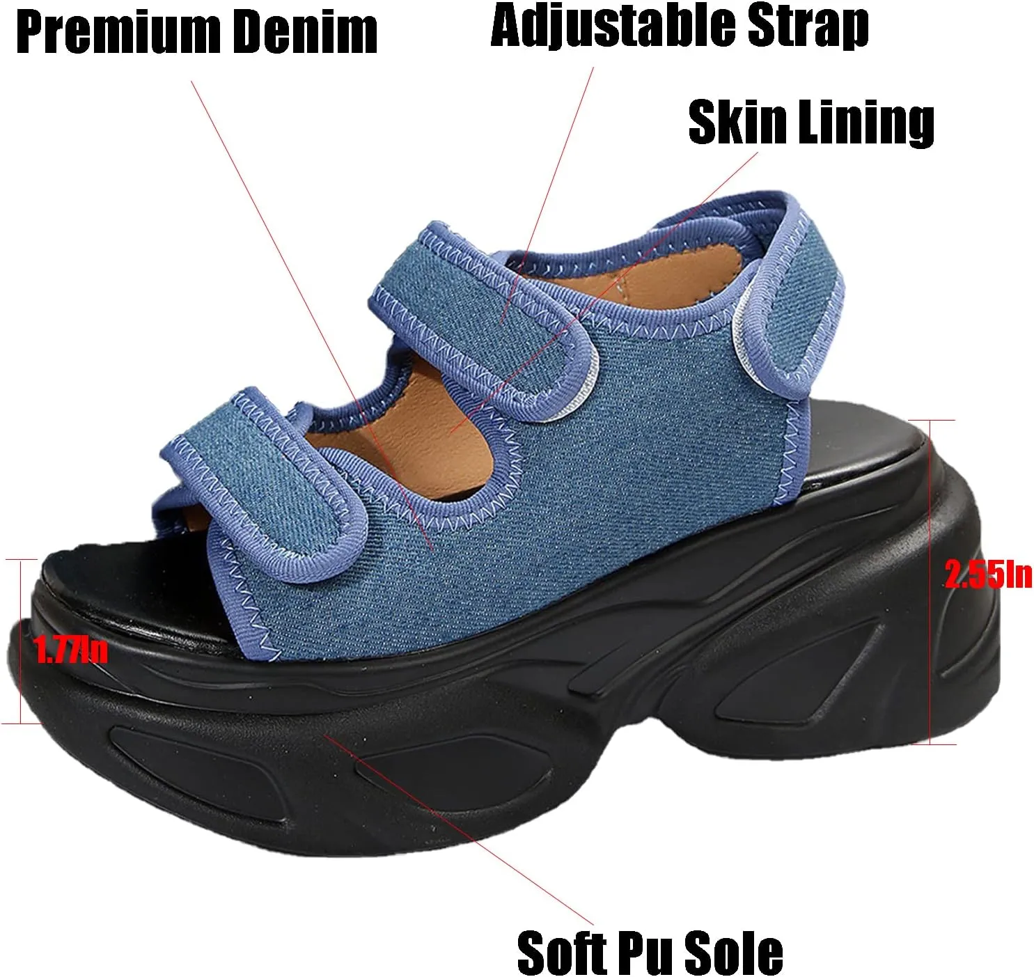 KCTRFSJ Women Fish Mouth Adjustable Hook Ring Platform Sport Sandals Slides,Summer Outdoor Wedge Walking Hiking Sandal,Beach Casual Chunky Open Toe Athletic Sandal