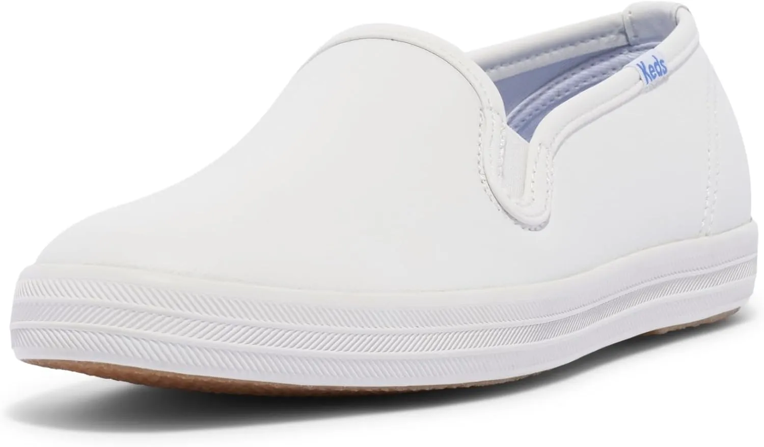 Keds Women's Champion Slip on Sneaker, White Leather, 7.5 Wide