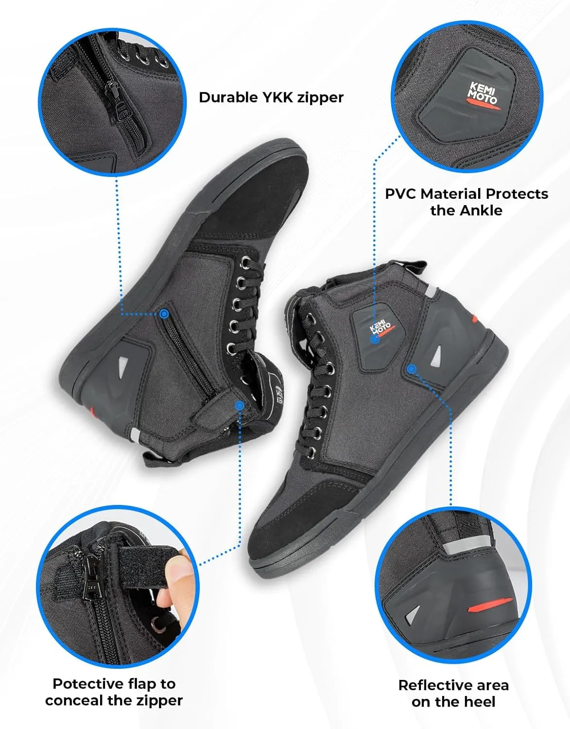 KEMIMOTO Motorcycle Shoes for Men Large-Scale Protection Motorcycle Boots Causal Mens Shoes Suitable for Riding