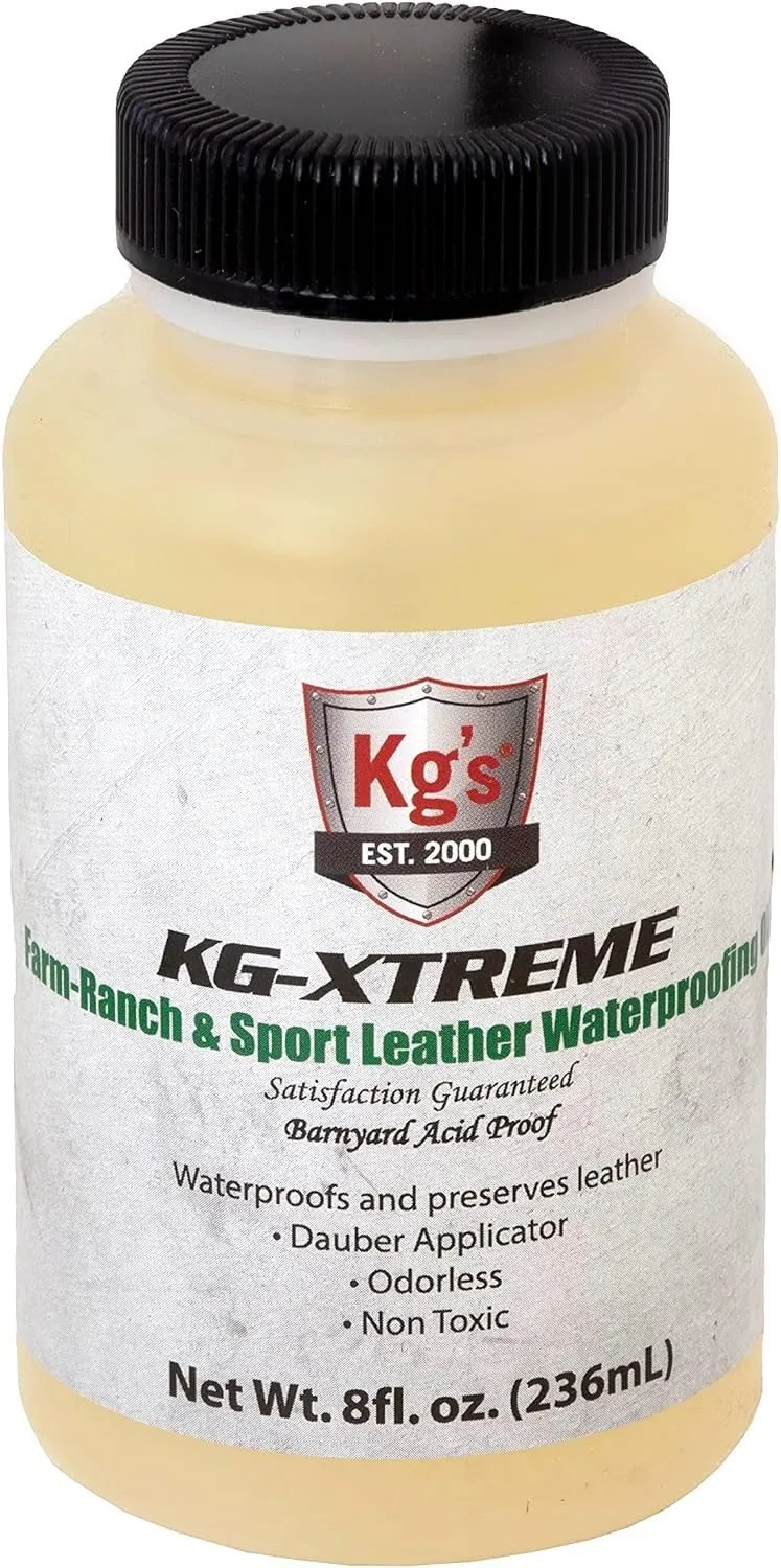 Kg’s Kg-Xtreme Leather Waterproofing Oil – Farm-Ranch & Sport Leather Waterproofing Oil Treatment, Barnyard Acid Proof, Protect and Restore All Types of Leather (8 fl oz)