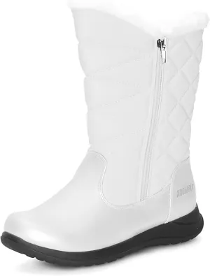 Khombu Women's CARLY-KH22 Snow Boot, White, 7.5