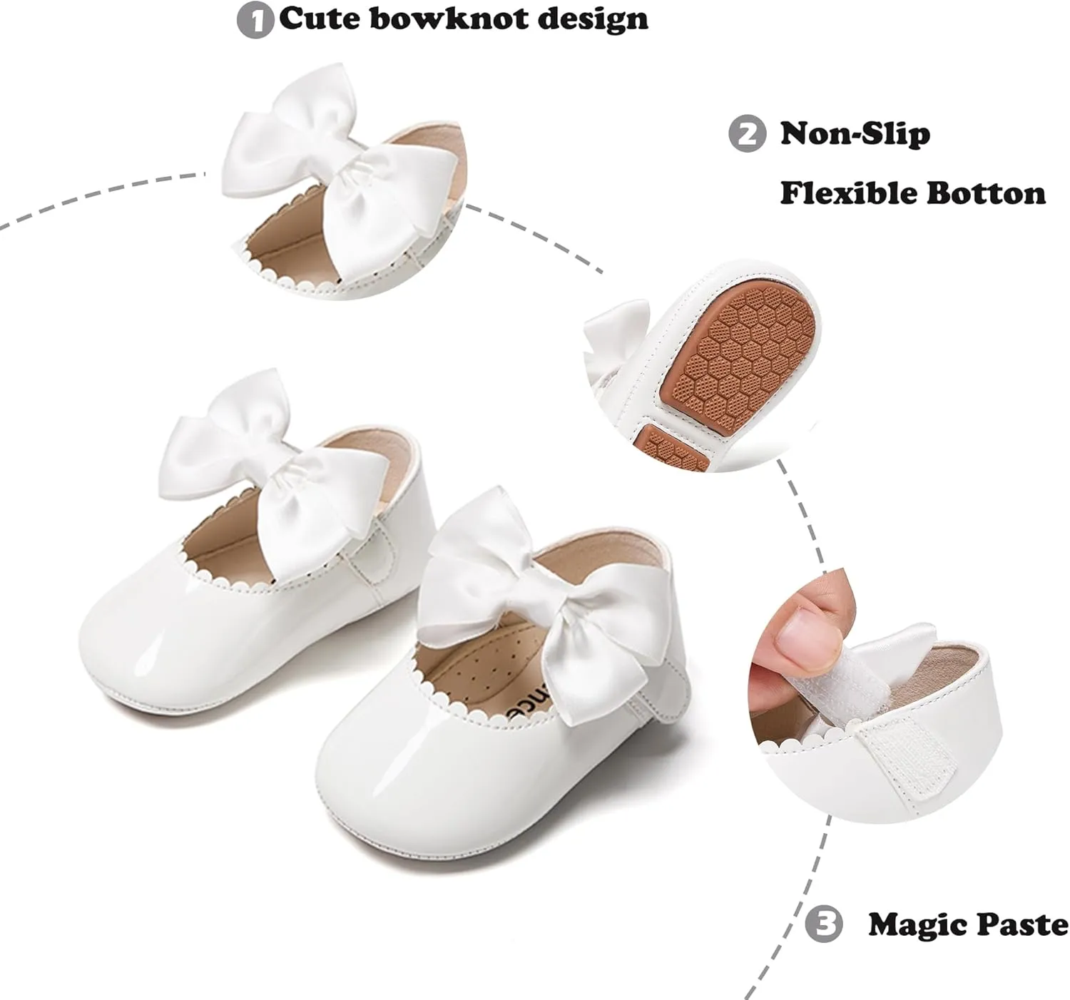 Kiderence Baby Girls Prewalker Mary Jane Flats Bowknot Princess Dress Shoes (Infant/Toddler)