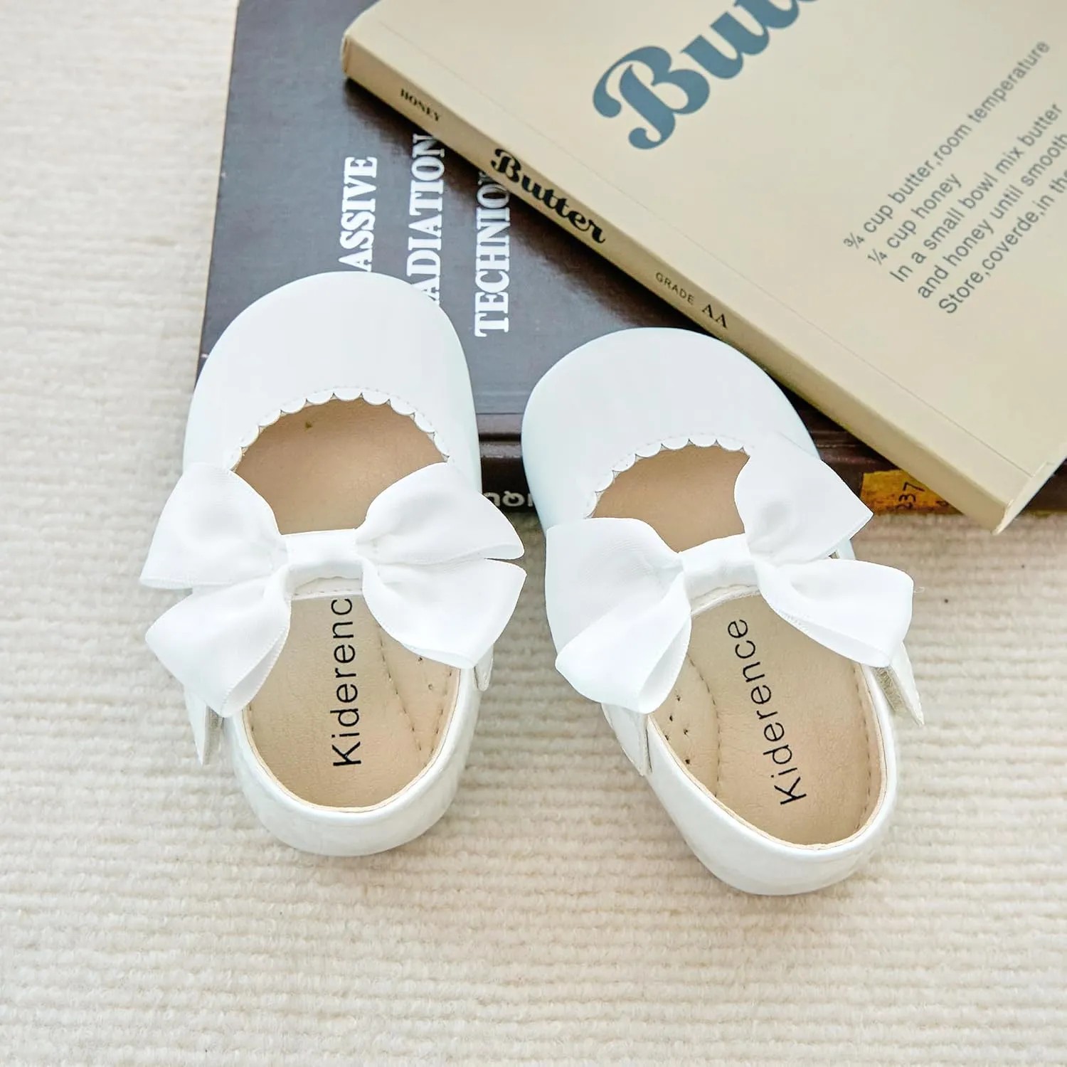 Kiderence Baby Girls Prewalker Mary Jane Flats Bowknot Princess Dress Shoes (Infant/Toddler)