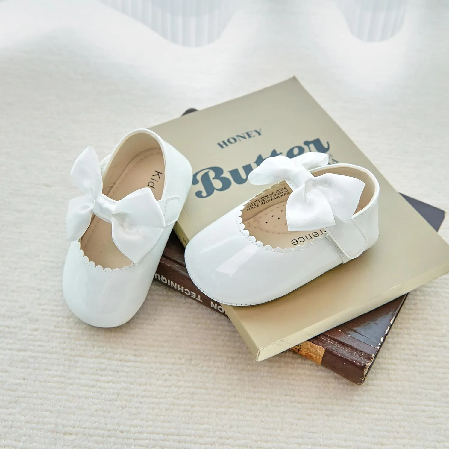 Kiderence Baby Girls Prewalker Mary Jane Flats Bowknot Princess Dress Shoes (Infant/Toddler)