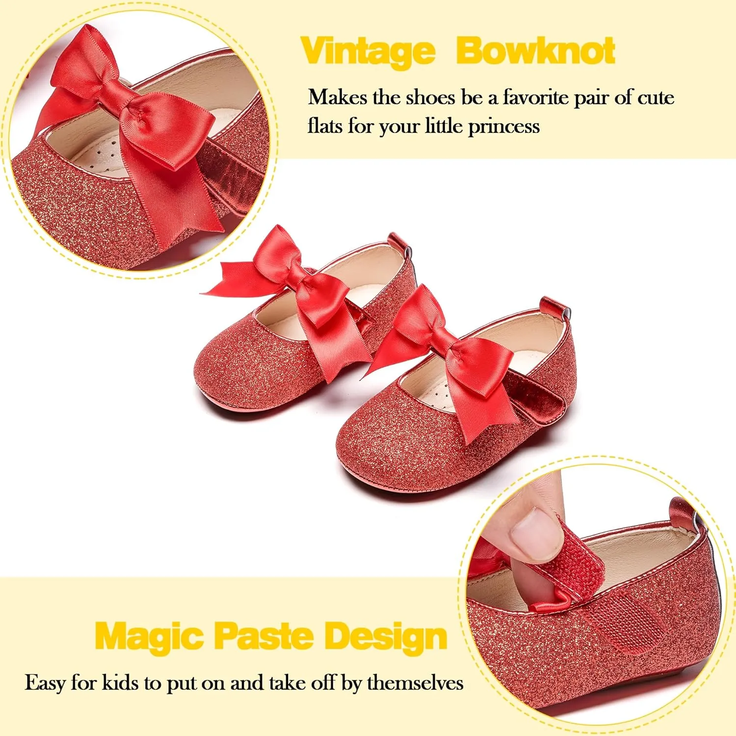 Kiderence Baby Girls Prewalker Mary Jane Flats Bowknot Princess Dress Shoes (Infant/Toddler)