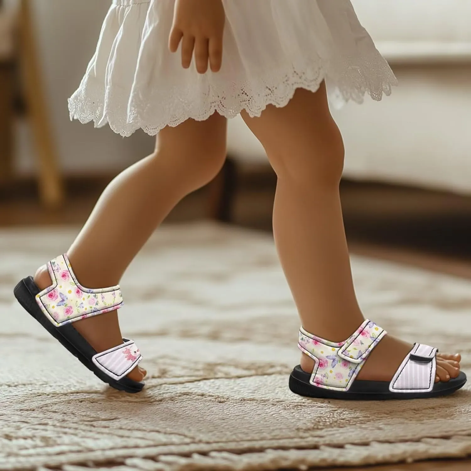 Kids Sandals Girls Toddler Summer Shoes Sandals for Kids Girls Summer Slide with Adjustable Strap Athletic Shoes