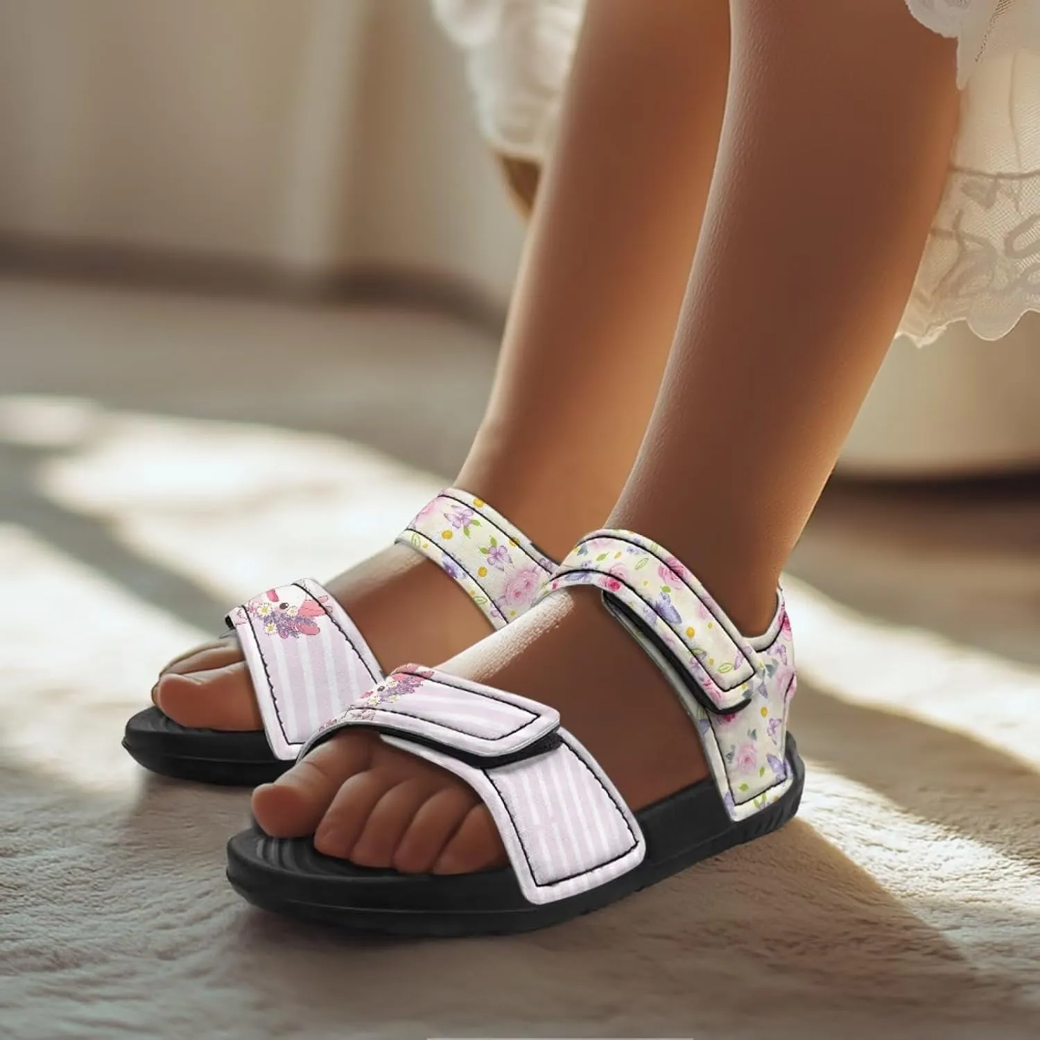 Kids Sandals Girls Toddler Summer Shoes Sandals for Kids Girls Summer Slide with Adjustable Strap Athletic Shoes