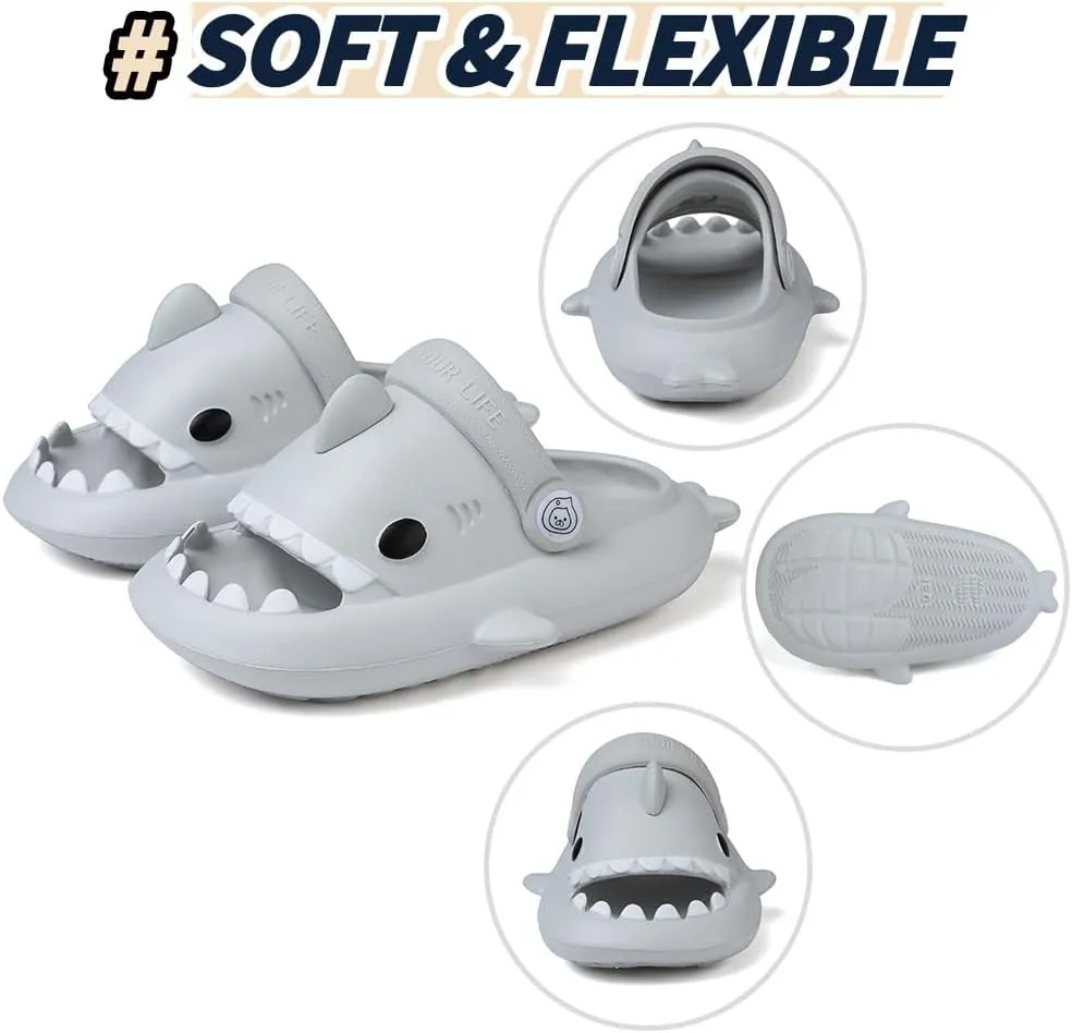 Kids Shark Slides Toddler Girls Boys Cute Cartoon Summer Cloud Slippers Toddler Baby Non-Slip Beach Pool Shower Shoes