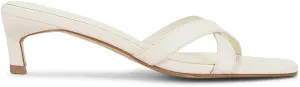 Kitten Heel Mules Sandals for Women Low Heels Open Square Toe Slides Casual Cross-Strap Shoes