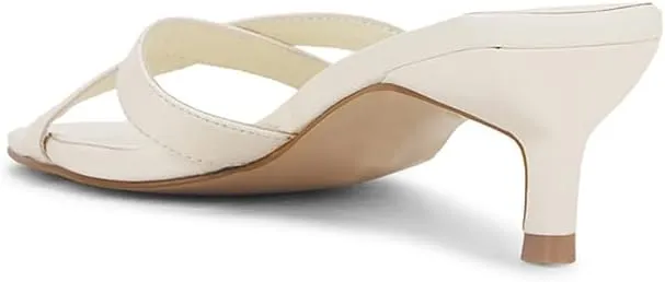 Kitten Heel Mules Sandals for Women Low Heels Open Square Toe Slides Casual Cross-Strap Shoes
