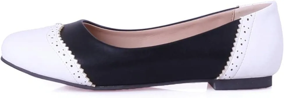 KOKOMOMO Womens Round Toe Slip On Ballet Flats Wingtip Oxford Pumps Vintage Rockabilly Shoes