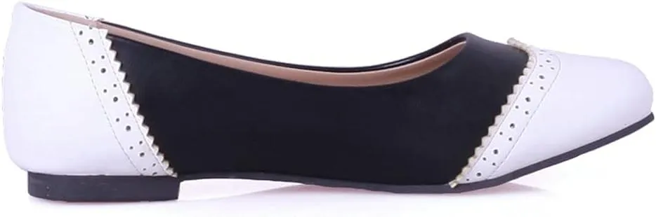 KOKOMOMO Womens Round Toe Slip On Ballet Flats Wingtip Oxford Pumps Vintage Rockabilly Shoes