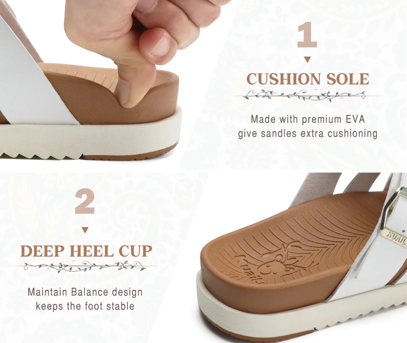 KuaiLu Gladiator Sandals for Women with Comfortable Arch Support Summer Beach Walking Fisherman Slides Boho Outfits Slip on Cushion Shoes Indoor Outdoor