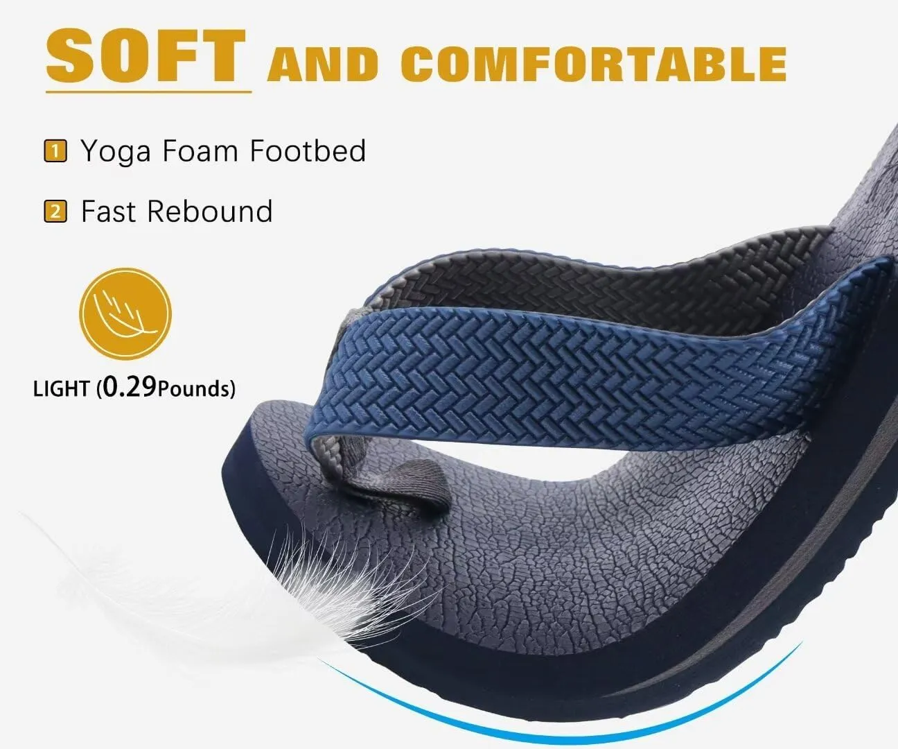 KuaiLu Men's Leather Flip Flops Arch Support Summer Beach Pool Water Thong Sandals Waterproof Rubber Walking Shoes