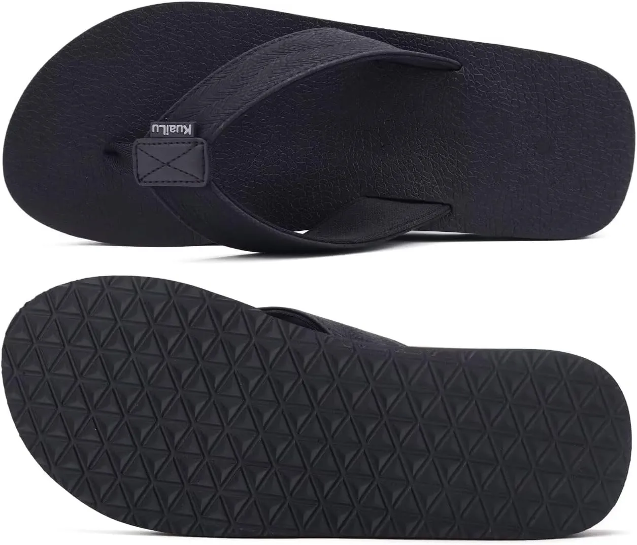 KuaiLu Men's Yoga Mat Leather Flip Flops with Arch Support Comfortable Cushion Walking Thong Sandals Slip On Indoor Outdoor