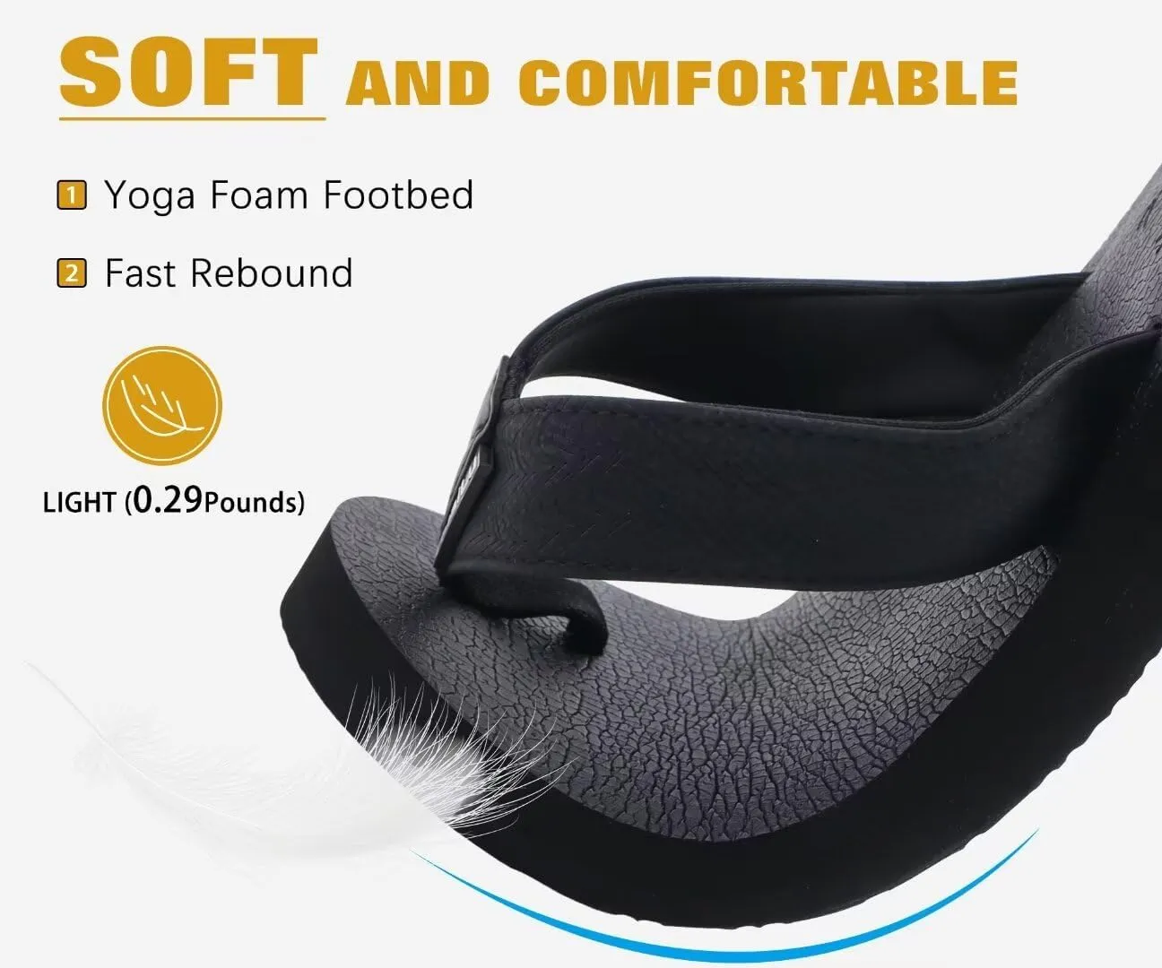 KuaiLu Men's Yoga Mat Leather Flip Flops with Arch Support Comfortable Cushion Walking Thong Sandals Slip On Indoor Outdoor