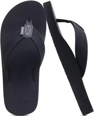 KuaiLu Men's Yoga Mat Leather Flip Flops with Arch Support Comfortable Cushion Walking Thong Sandals Slip On Indoor Outdoor