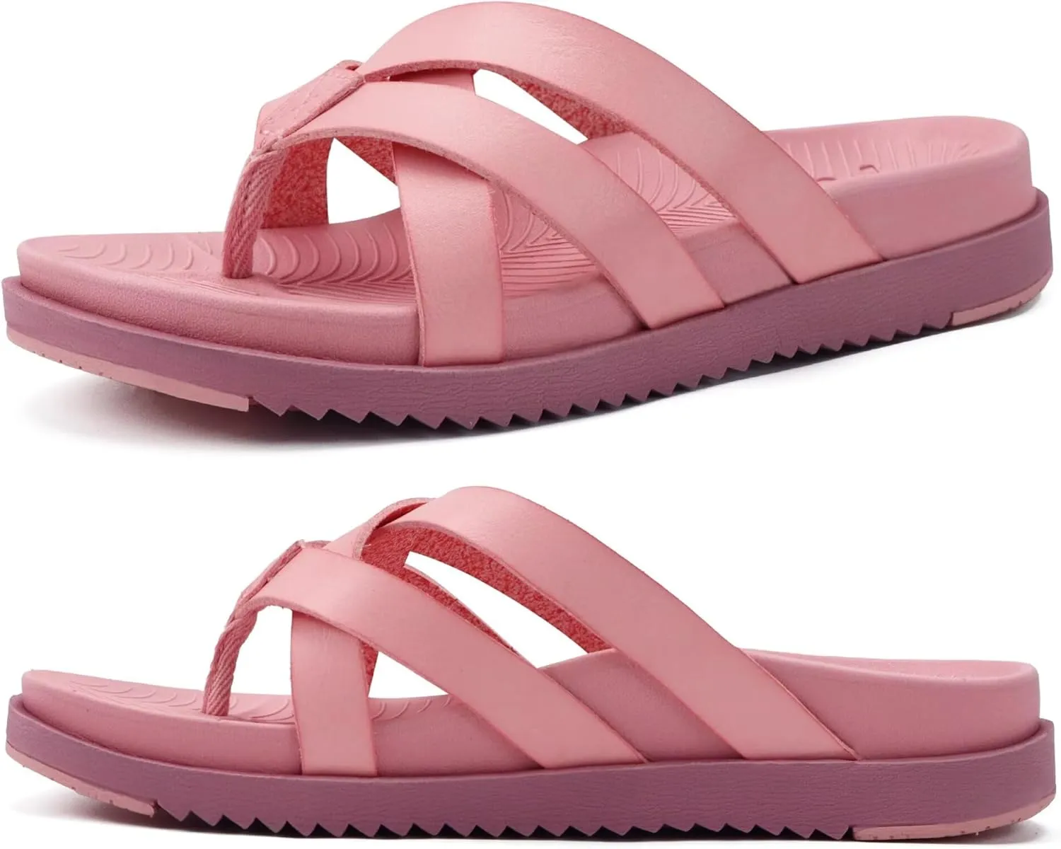 KuaiLu Womens Dressy Orthotic Flip Flops Trendy Comfortable Cushion Recovery Walking Criss Cross Thong Sandals Lightweight Yoga Foam Summer Slides with Plantar Fasciitis Arch Support