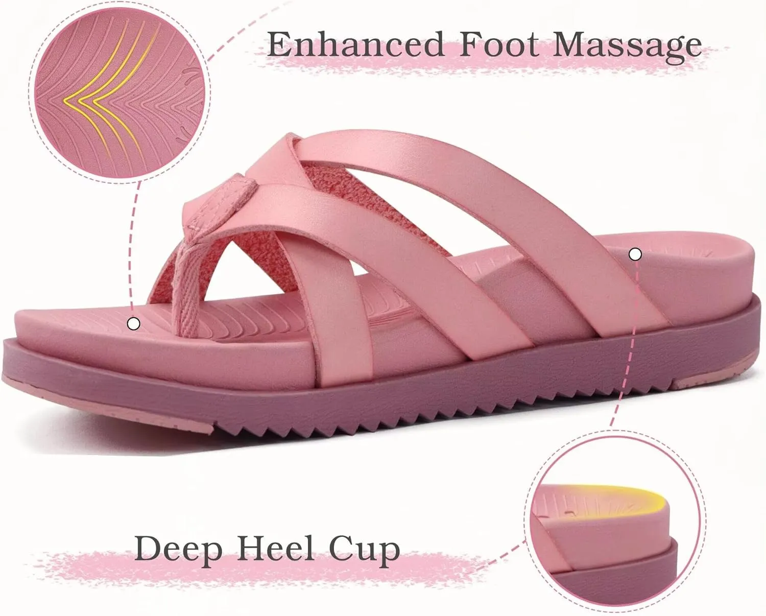 KuaiLu Womens Dressy Orthotic Flip Flops Trendy Comfortable Cushion Recovery Walking Criss Cross Thong Sandals Lightweight Yoga Foam Summer Slides with Plantar Fasciitis Arch Support