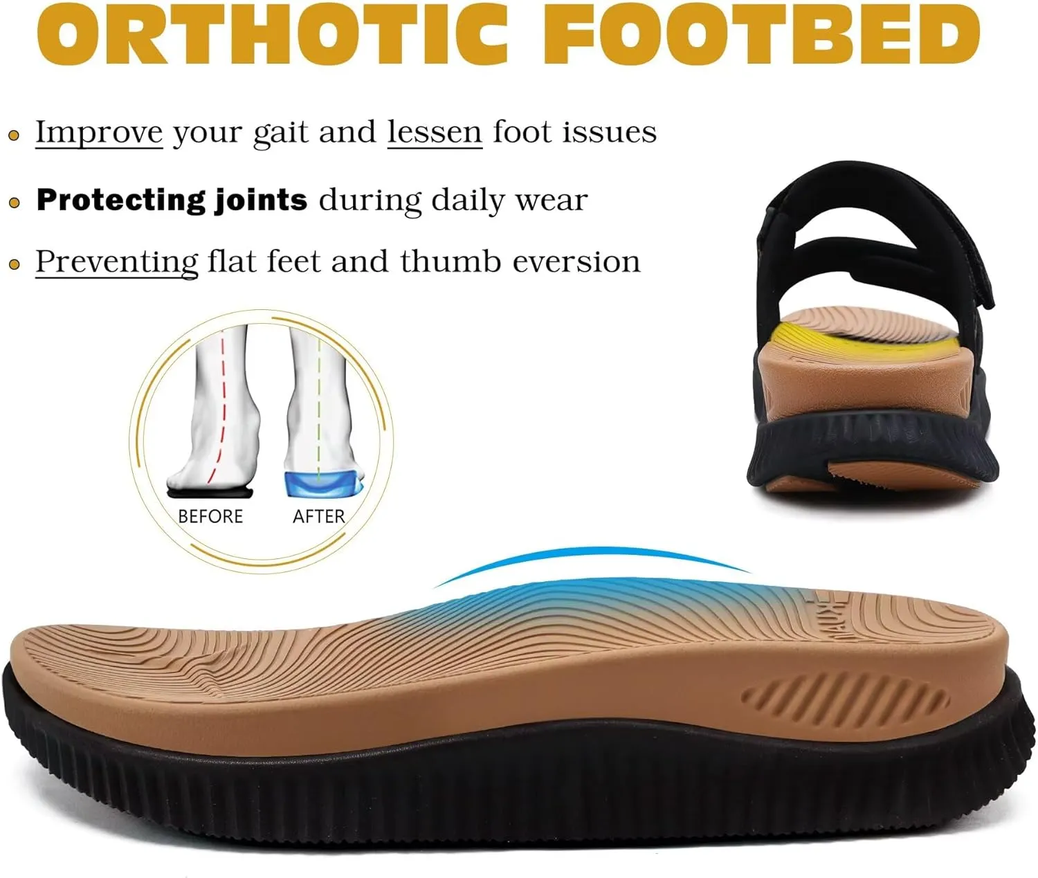 KuaiLu Womens Fashion Orthotic Slides Ladies Athletic Thick Cushion Recovery Sandals Adjustable Strap Slip On Walking Sandles With Comfortable Plantar Fasciitis Arch Support